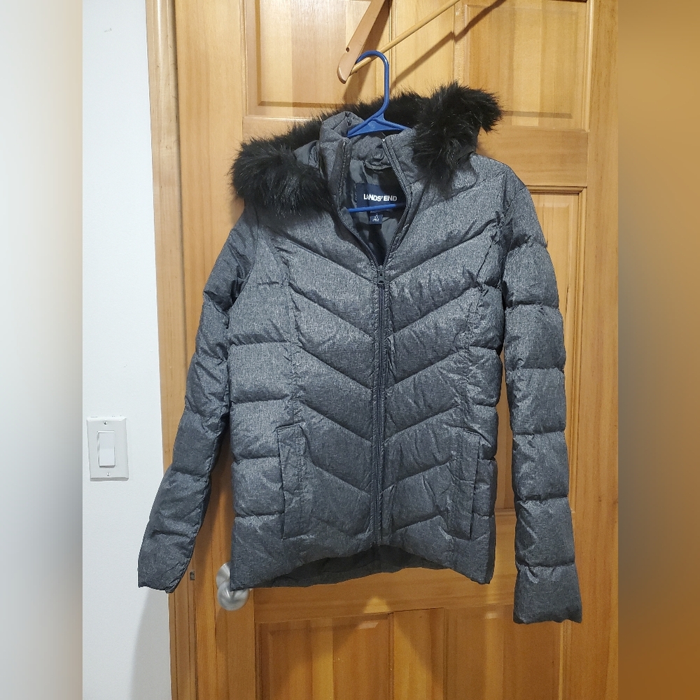 Lands' End Women's Gray Puffer Jacket S 6/8
